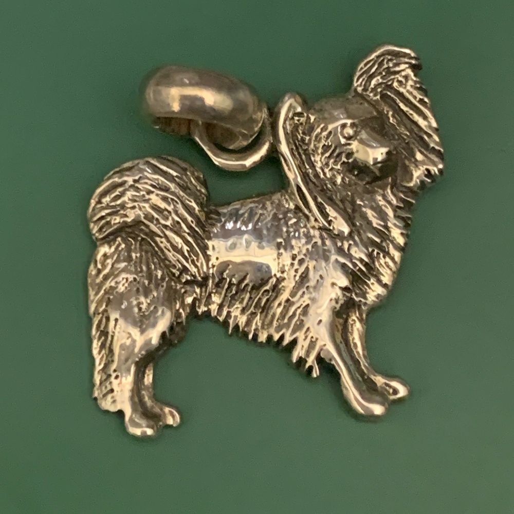 .925 Papillon Dog Sterling Silver Jewelry Charm #family pet #fine arf